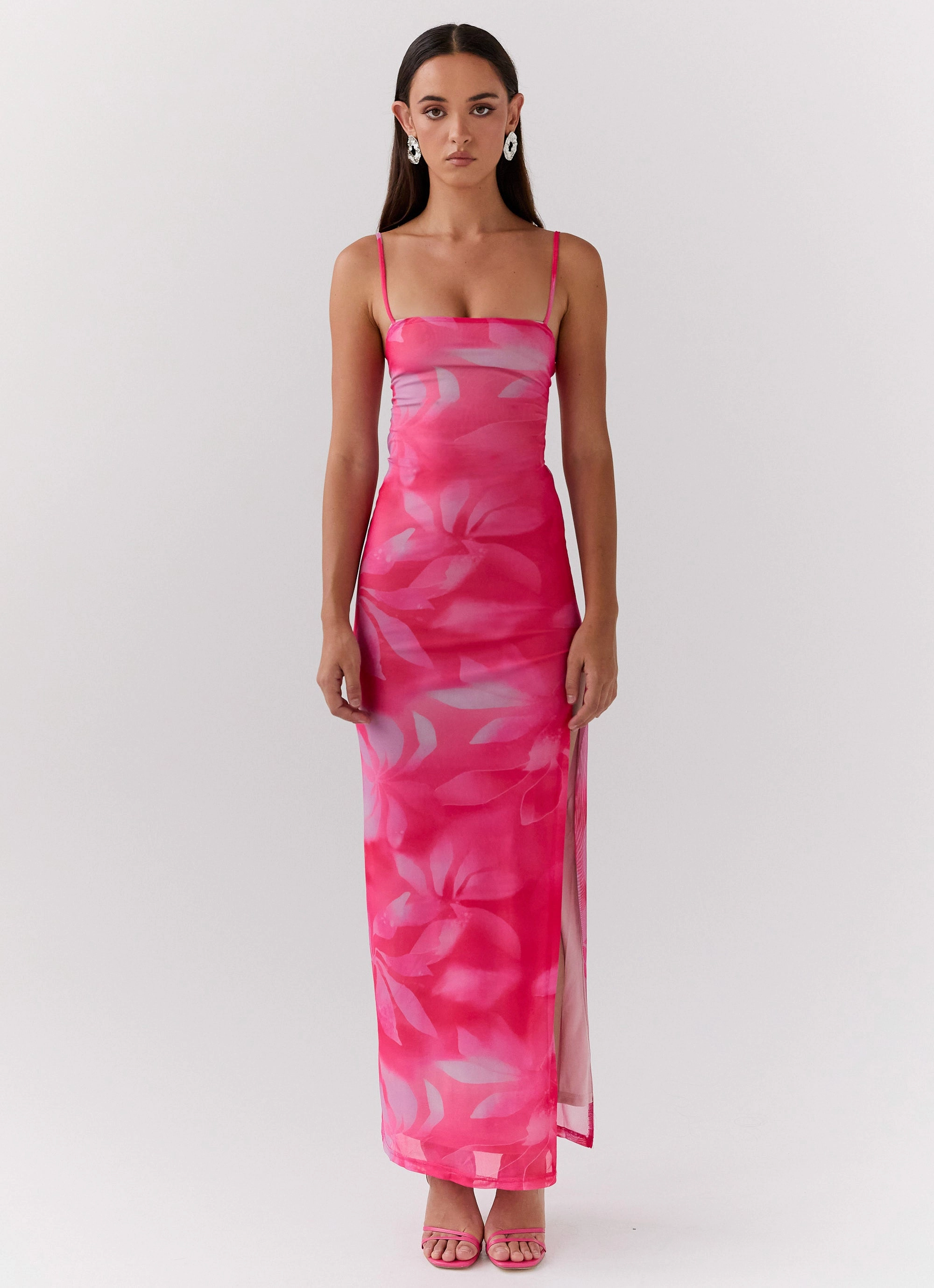 Life In Pink Maxi Dress - Abstract Bloom Stain-Guard-Finish
