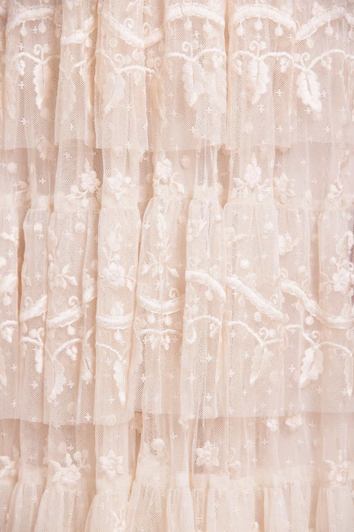 Modest Light Wide Swing Layered Lace Ankle Gown