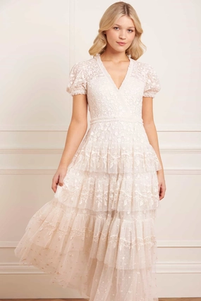 Chilly Day Wear Layered Lace Ankle Gown