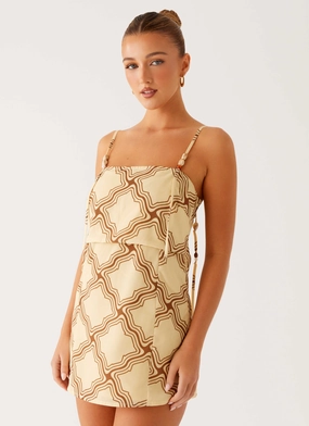 Mantra Mini Dress - Tidal Wave Print Layered Comfort Wear BreathableFabric
