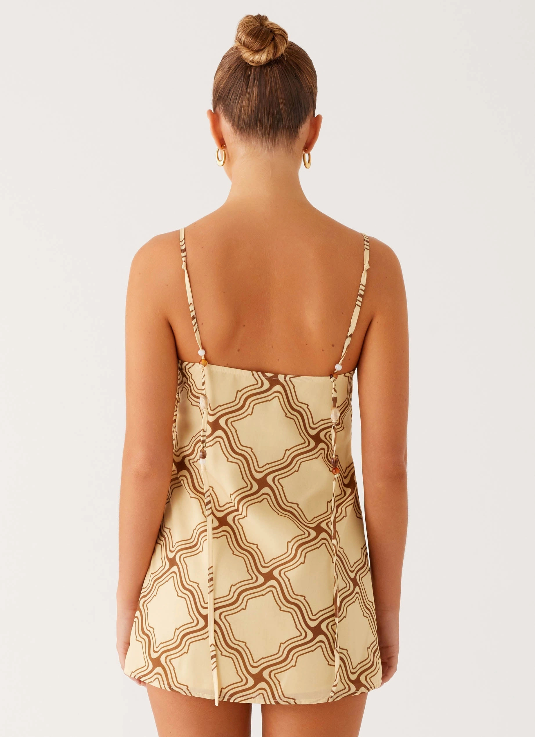 Effortless Pair Minimal Cut Mantra Mini Dress - Tidal Wave Print