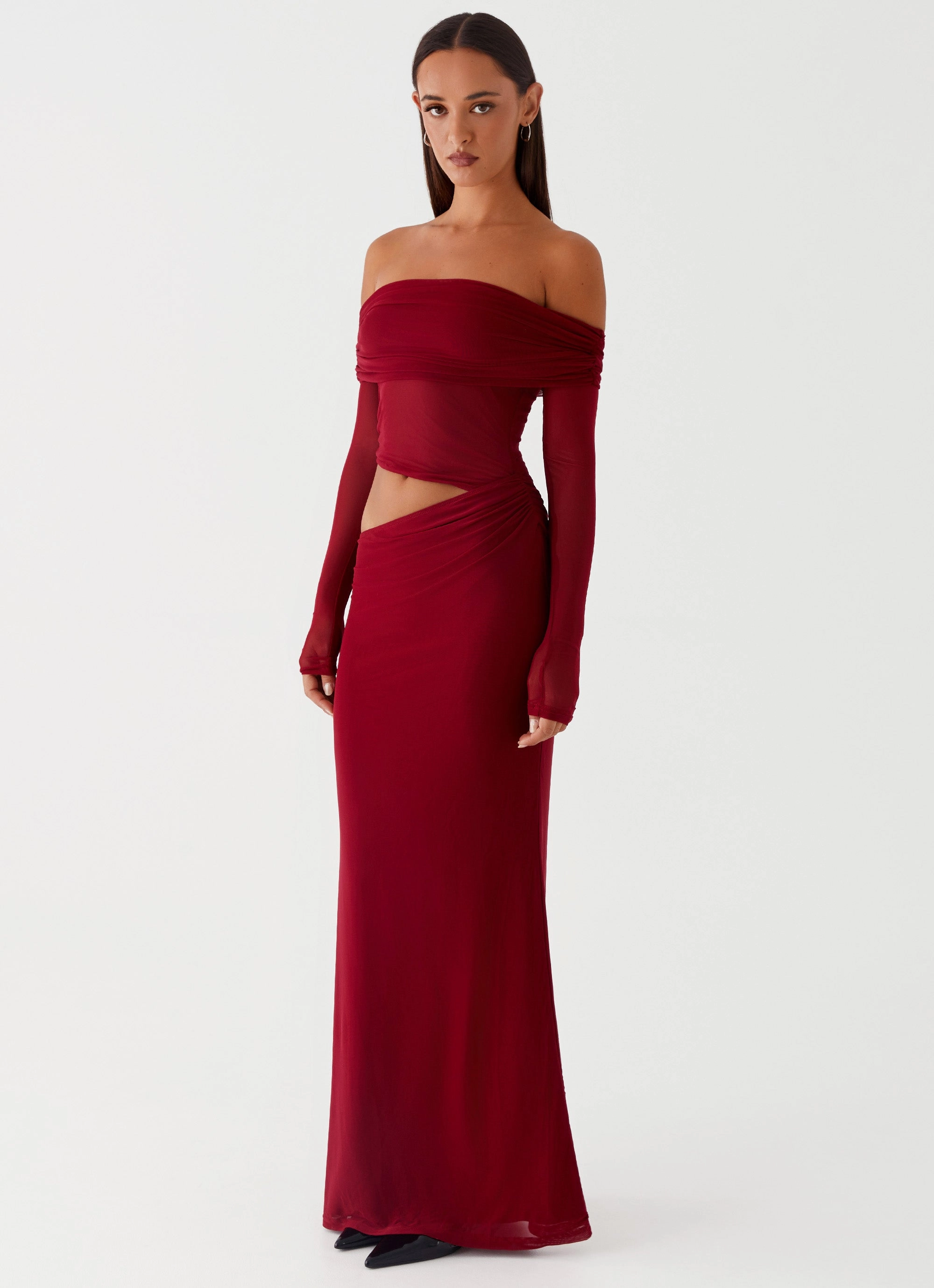 Smooth Finish Relaxed Look Emery Maxi Dress - Cherry Red