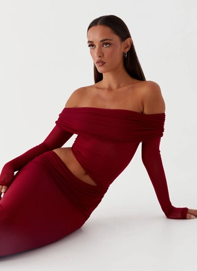 Emery Maxi Dress - Cherry Red Cozy Cut