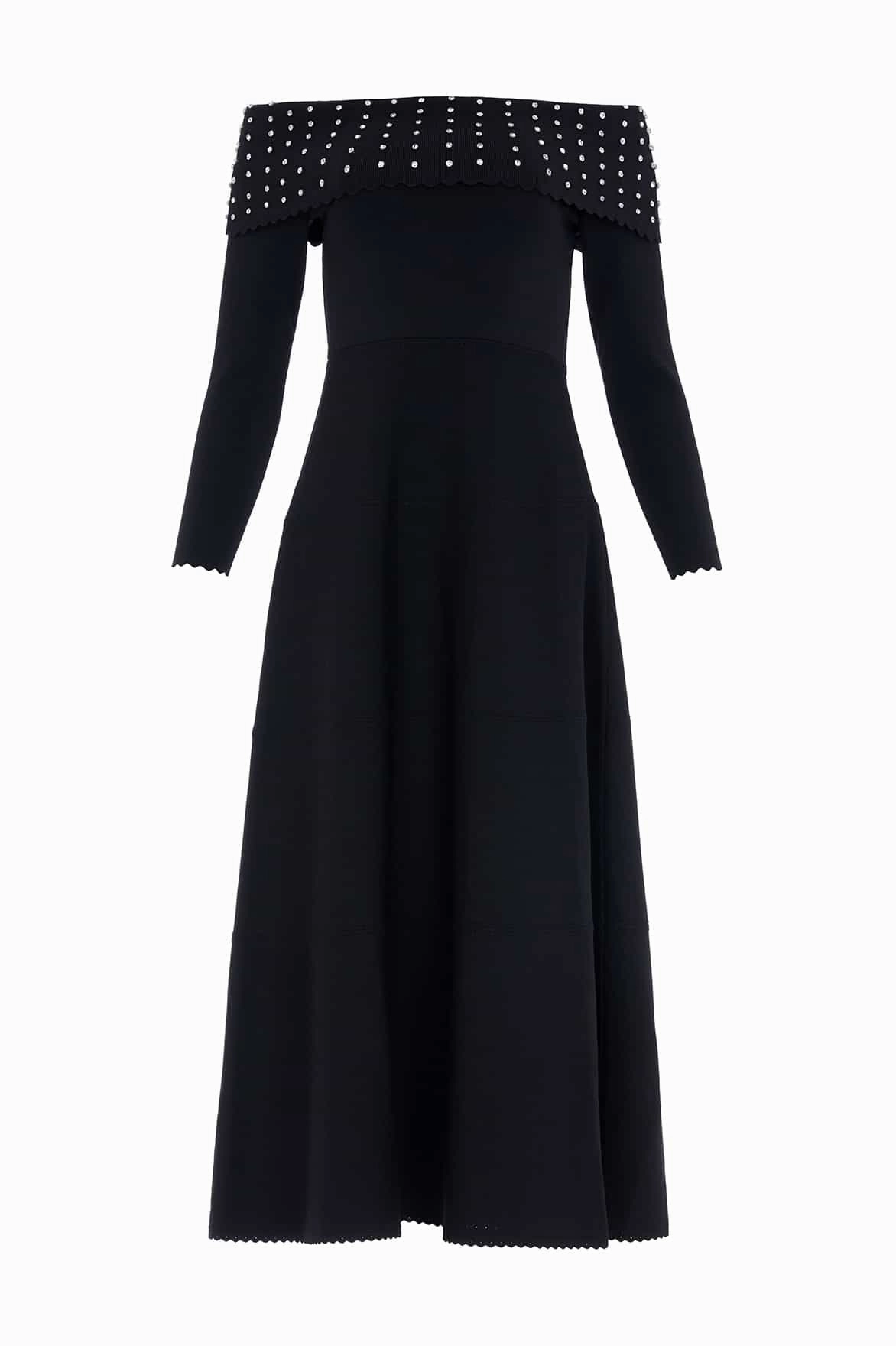Embellished Bardot Knit Gown Casual Style Wear Event Perfect
