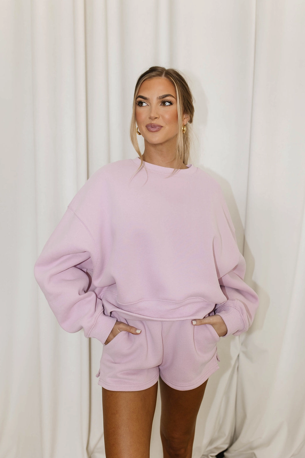 Biodegradable Fiber Composition MinimalistStyle Comfy Cozy Sweatshirt in Lilac - Bottoms Sold Separately