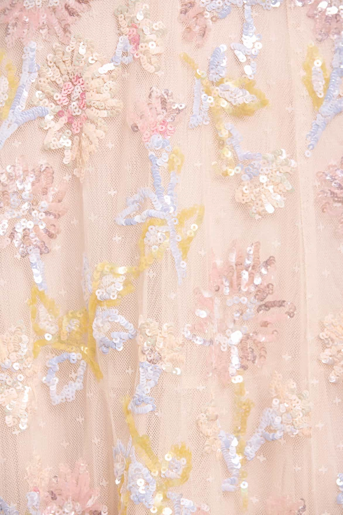 Sequin Dandelion Ruffle Ballerina Dress Elegant Line
