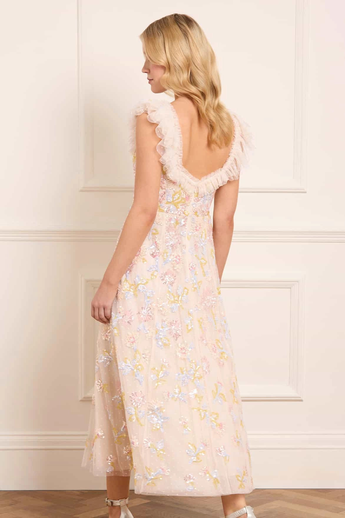 Elegant Silhouette All Gender Fit Sequin Dandelion Ruffle Ballerina Dress
