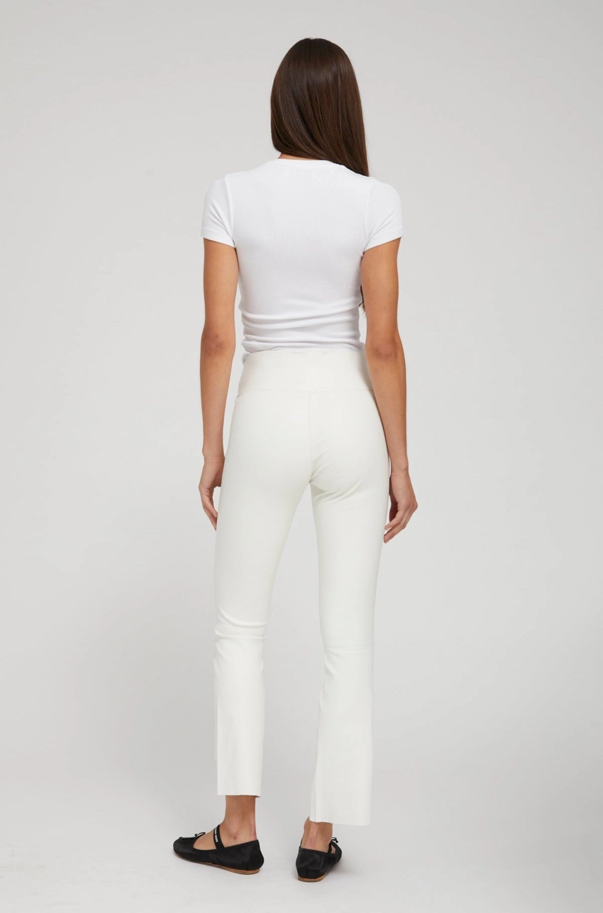 Sleek Wearable Trendy Comfort White Leather Ankle Flare