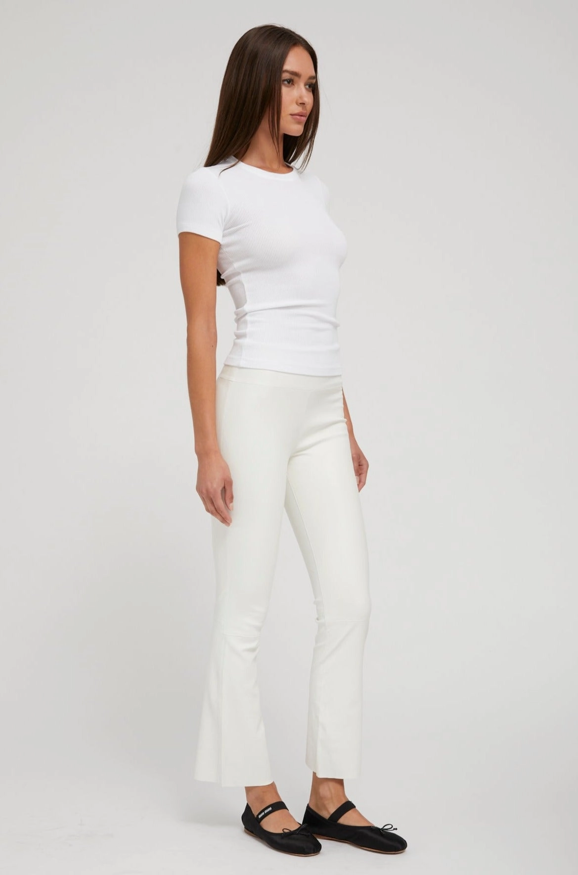 White Leather Ankle Flare Ultra Soft