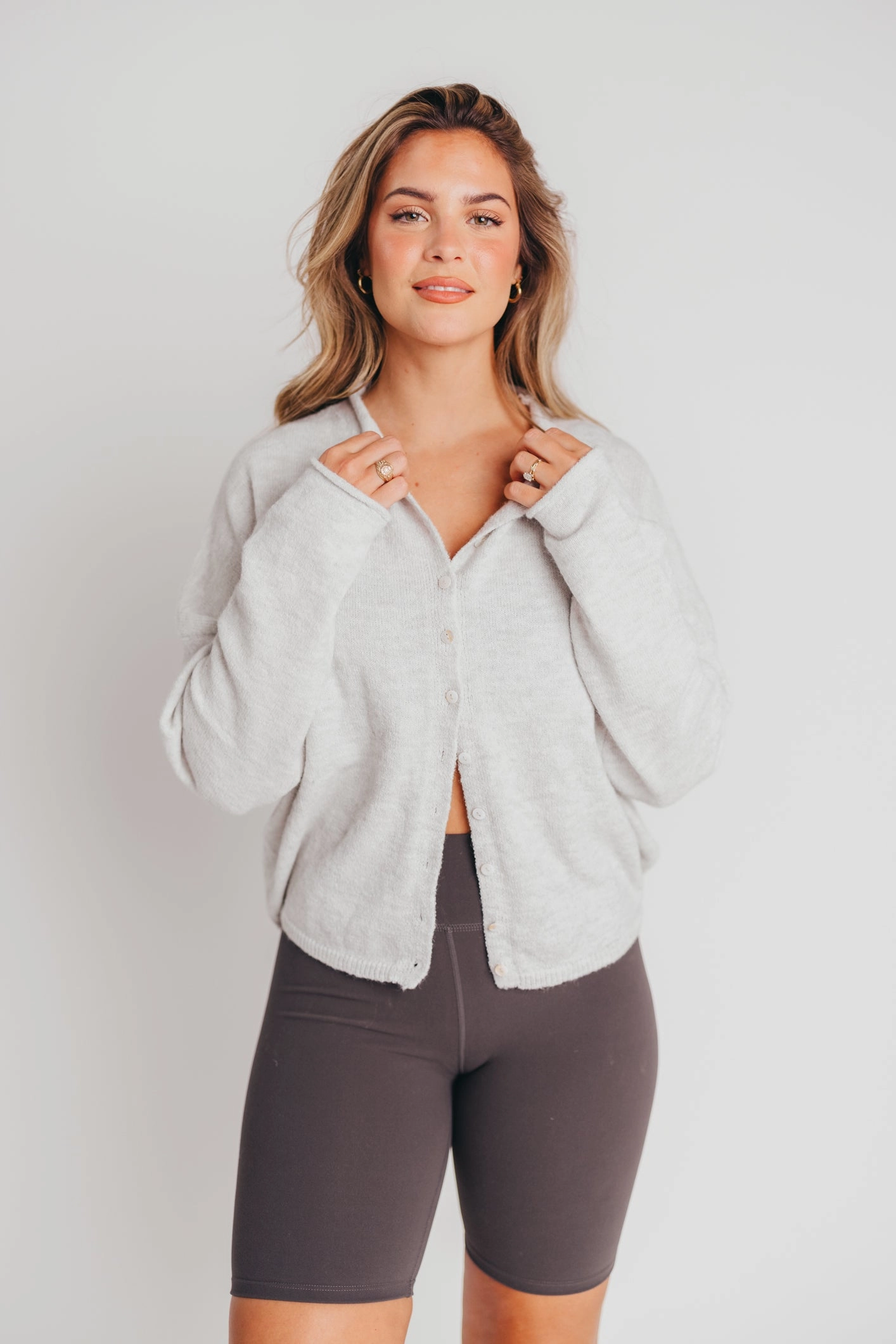 AllDay Comfort Design Piper Cardigan in Light Grey