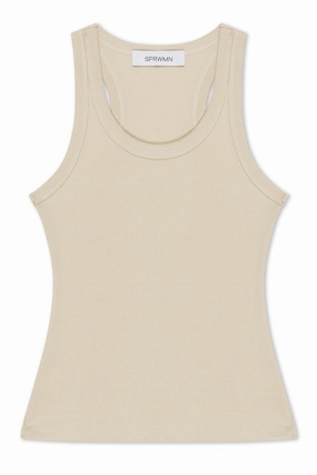 Cozy Fit Pistachio Rib Fitted Scooped Tank