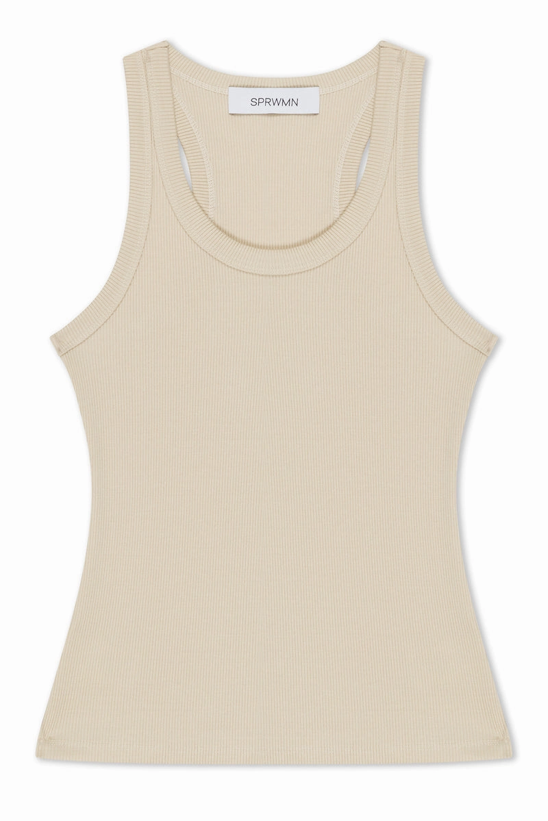 Seamless Design Pistachio Rib Fitted Scooped Tank