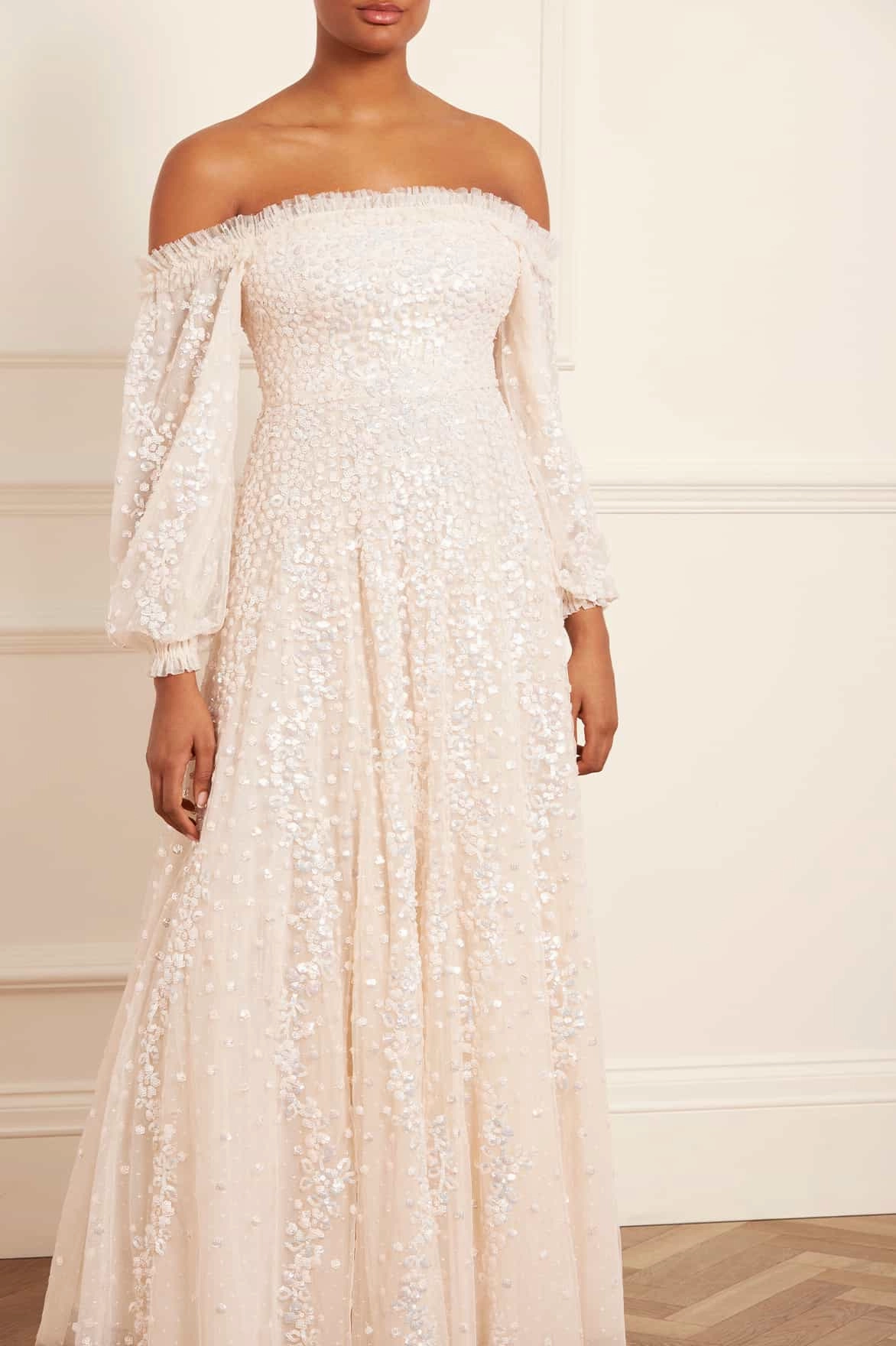 Confetti Gloss Off-Shoulder Gown Day Magic