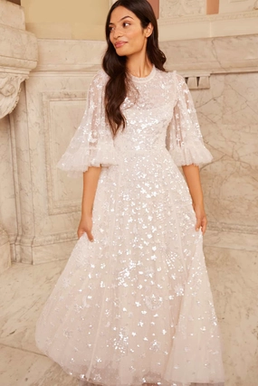 Satin Layers Constellation Gloss Ankle Gown