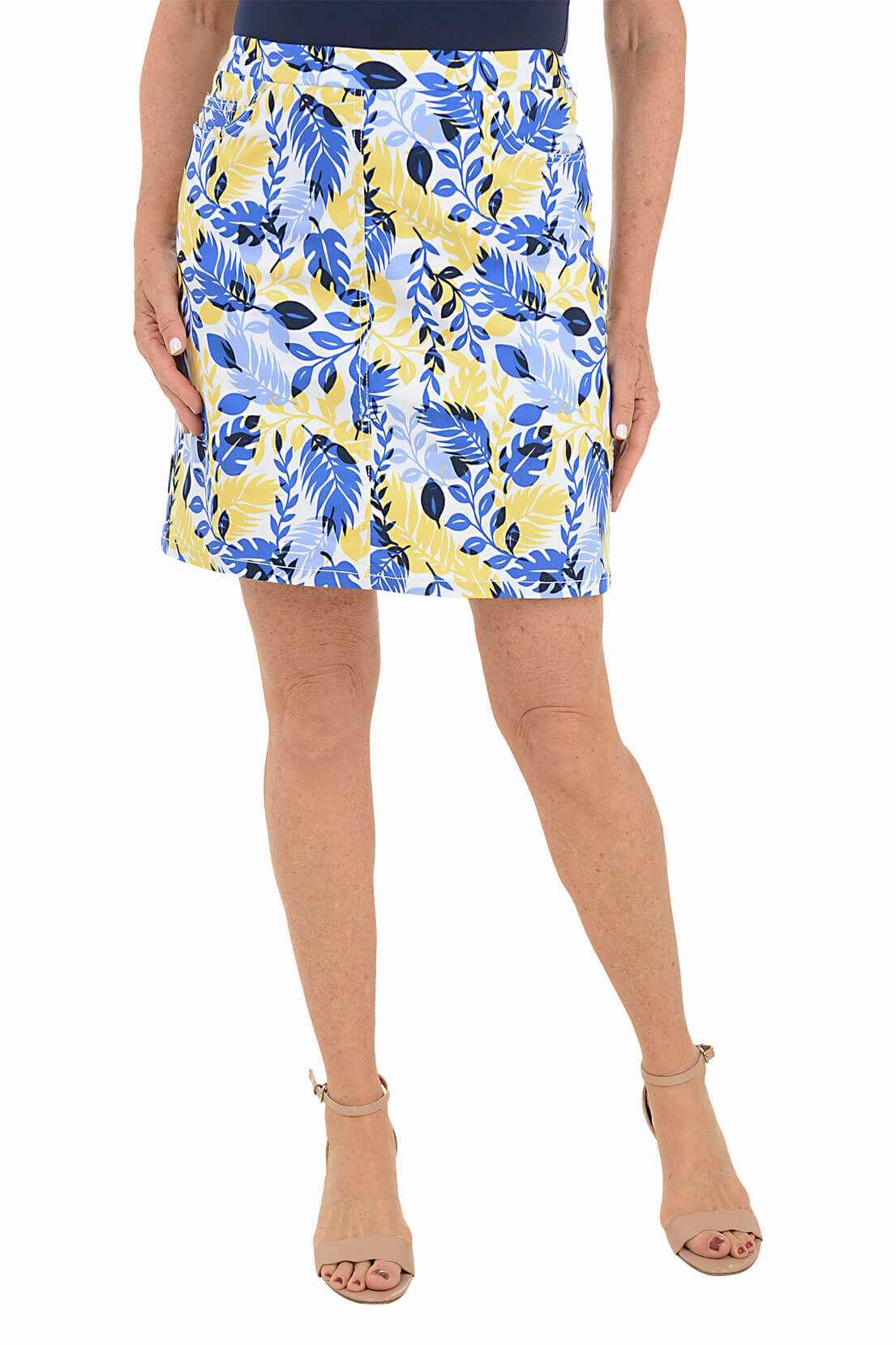Petite Making Waves Overlapping Leaves Skort Fast Absorption Textile Bold Patterns