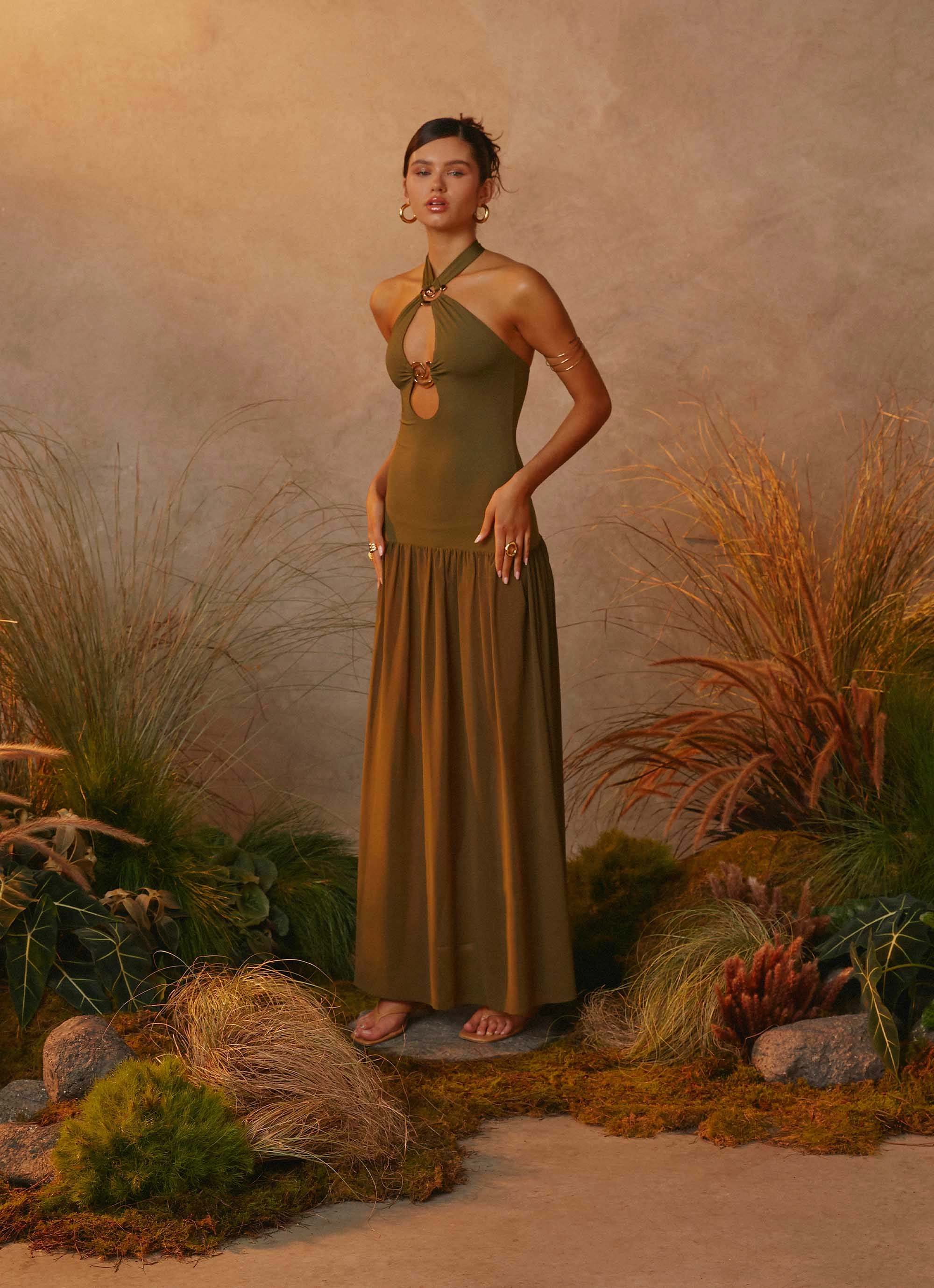 Style Ease Cypress Kiss Maxi Dress - Khaki