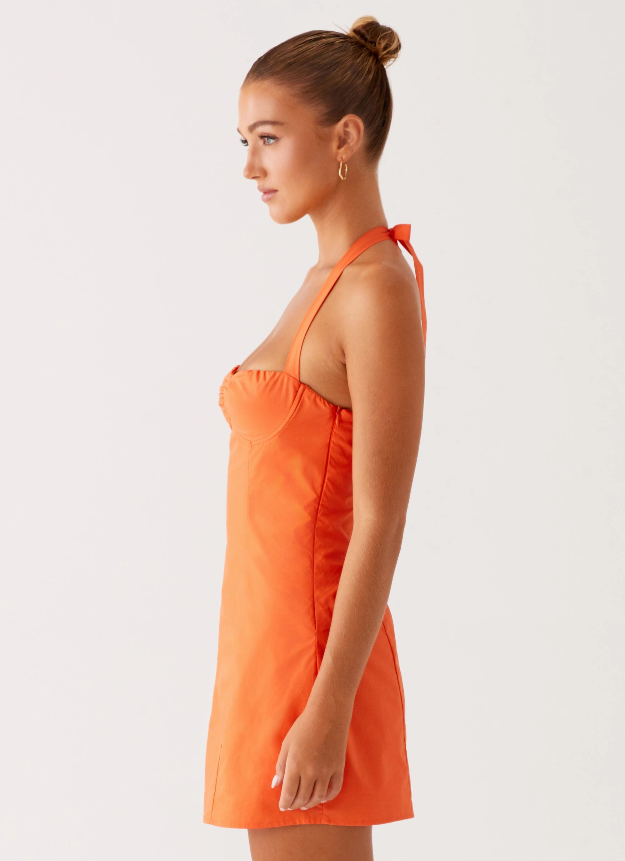 Contessa Halter Mini Dress - Orange Relax Piece Olive Tone