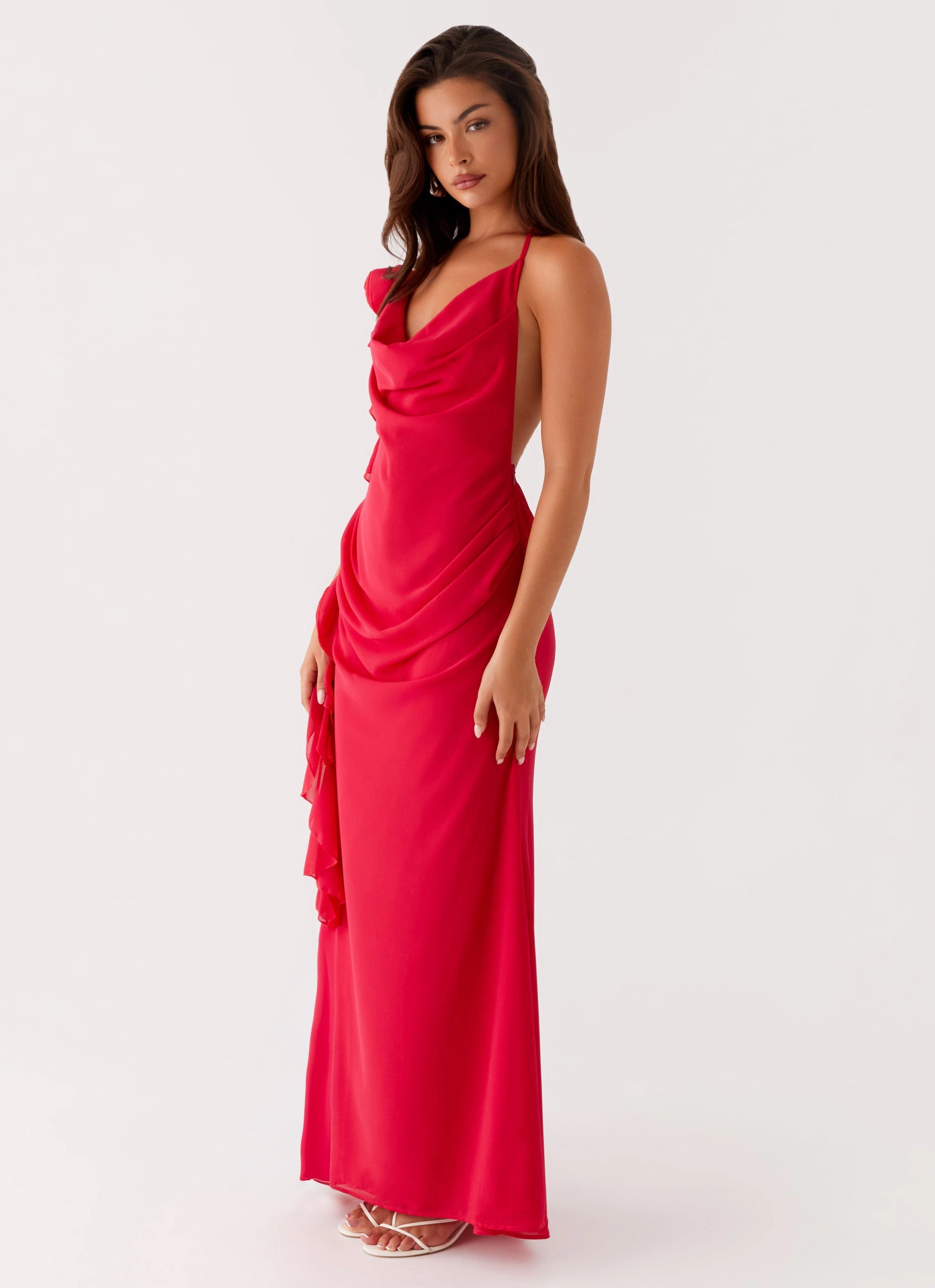 Unique Cut Youth Charm Diedre Rose Strappy Maxi Dress - Raspberry