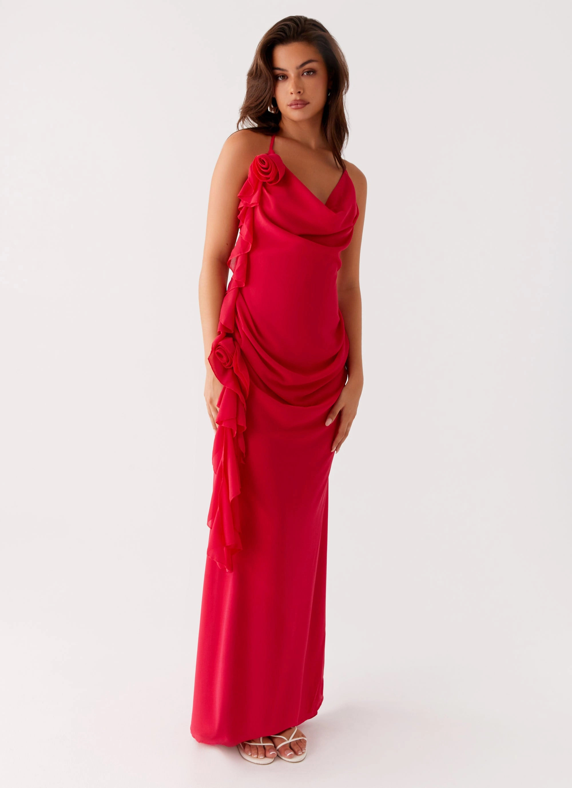 Garden Fresh Diedre Rose Strappy Maxi Dress - Raspberry