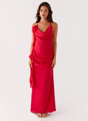 Diedre Rose Strappy Maxi Dress - Raspberry Chic Vibe