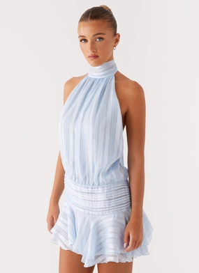 Willow Chiffon Mini Dress - Blue Beachwear