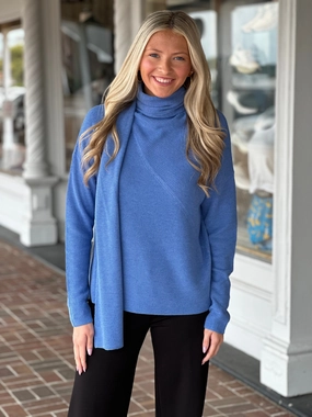 FlexibleWaistband Ultraviolet Protection Fabric Elliott Lauren Long Sleeve Cable Knit Blue Sweater