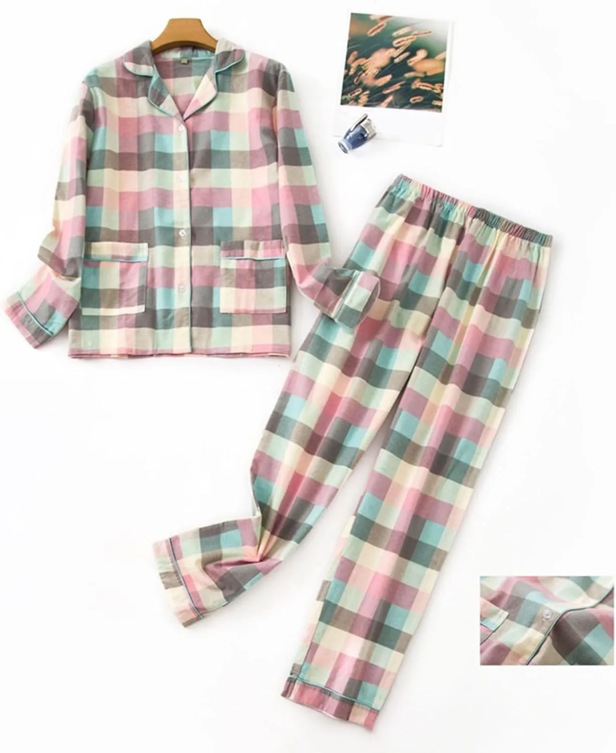 cooki Women's Pajama Sets Lounge Sets for Women Rabbit Print Cute Pajamas Set Button Up Long Sleeve Top and Pants Nightwear