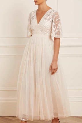 Bohemian-Style spring outfit Celestia Ribbon Bodice Ankle Gown