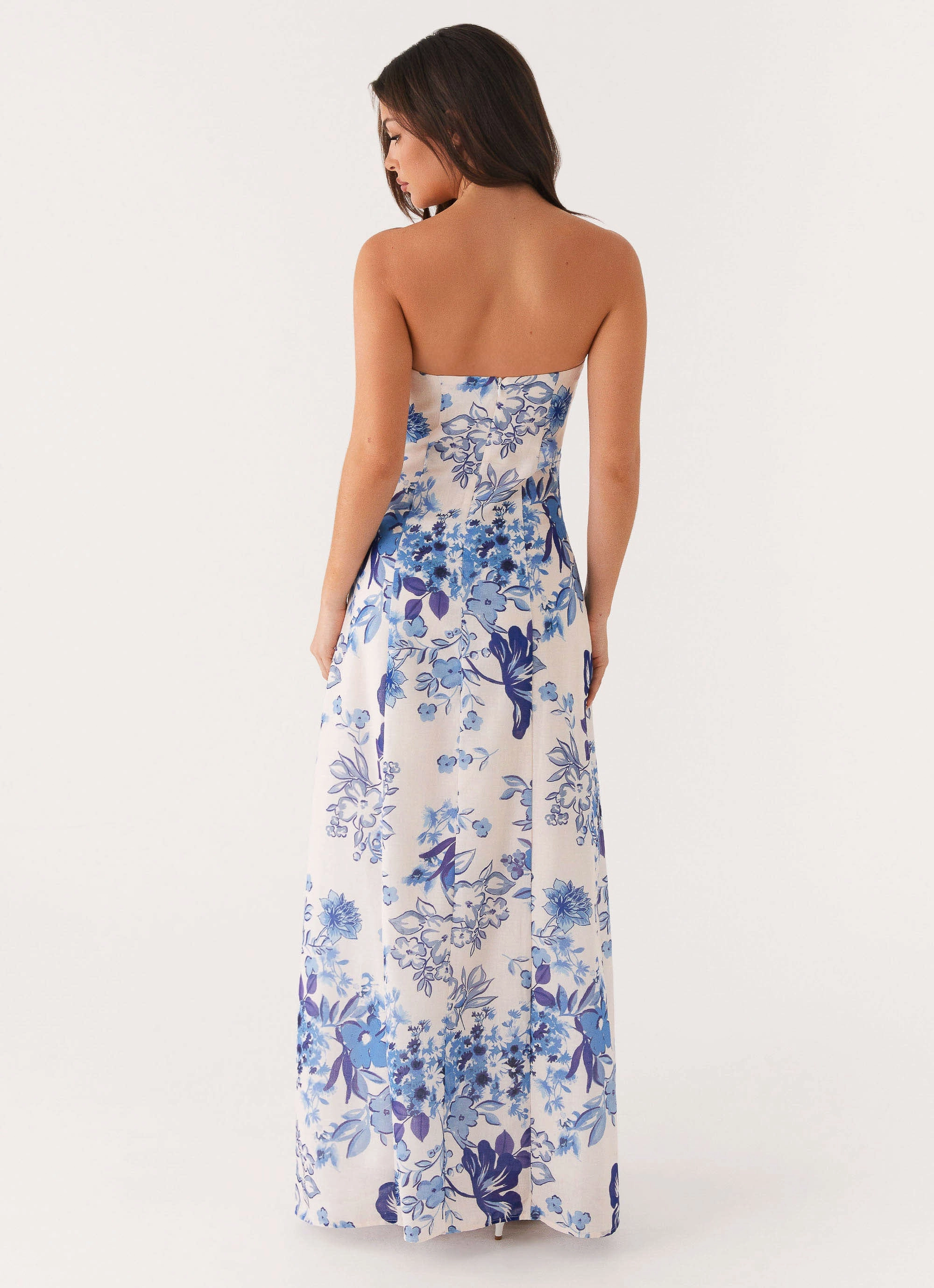 Tayla Linen Maxi Dress - Serene Sky Floral Refined Form