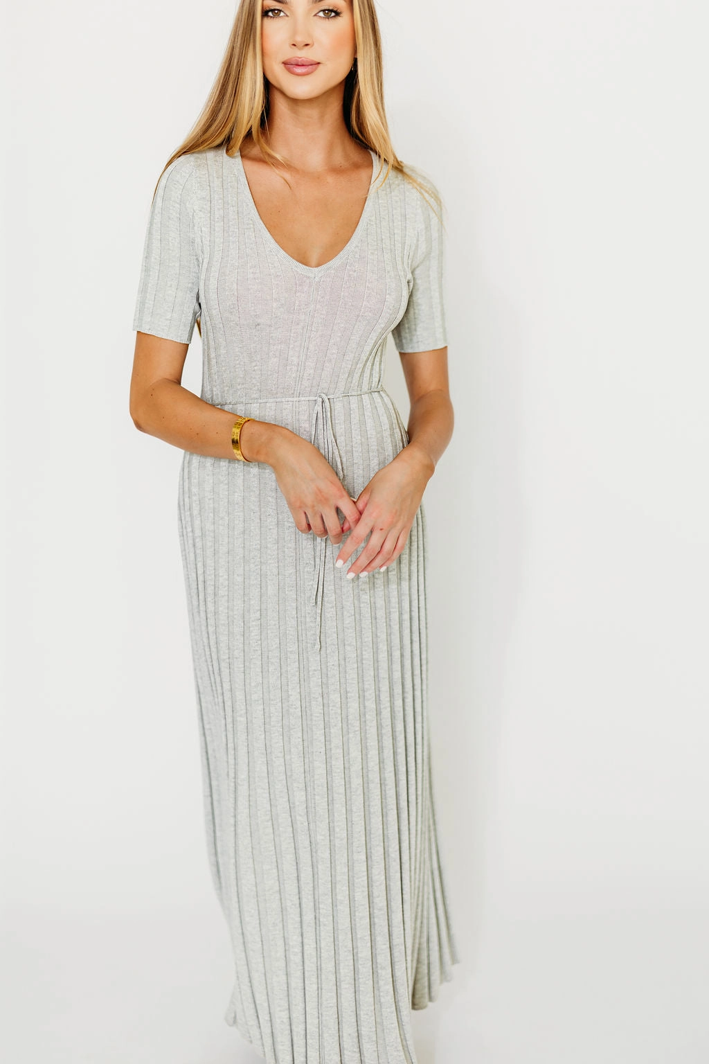Oakley Ribbed Maxi Dress in Heather Grey -Bump Friendly *Final-Sale* Light Blend Office Smart
