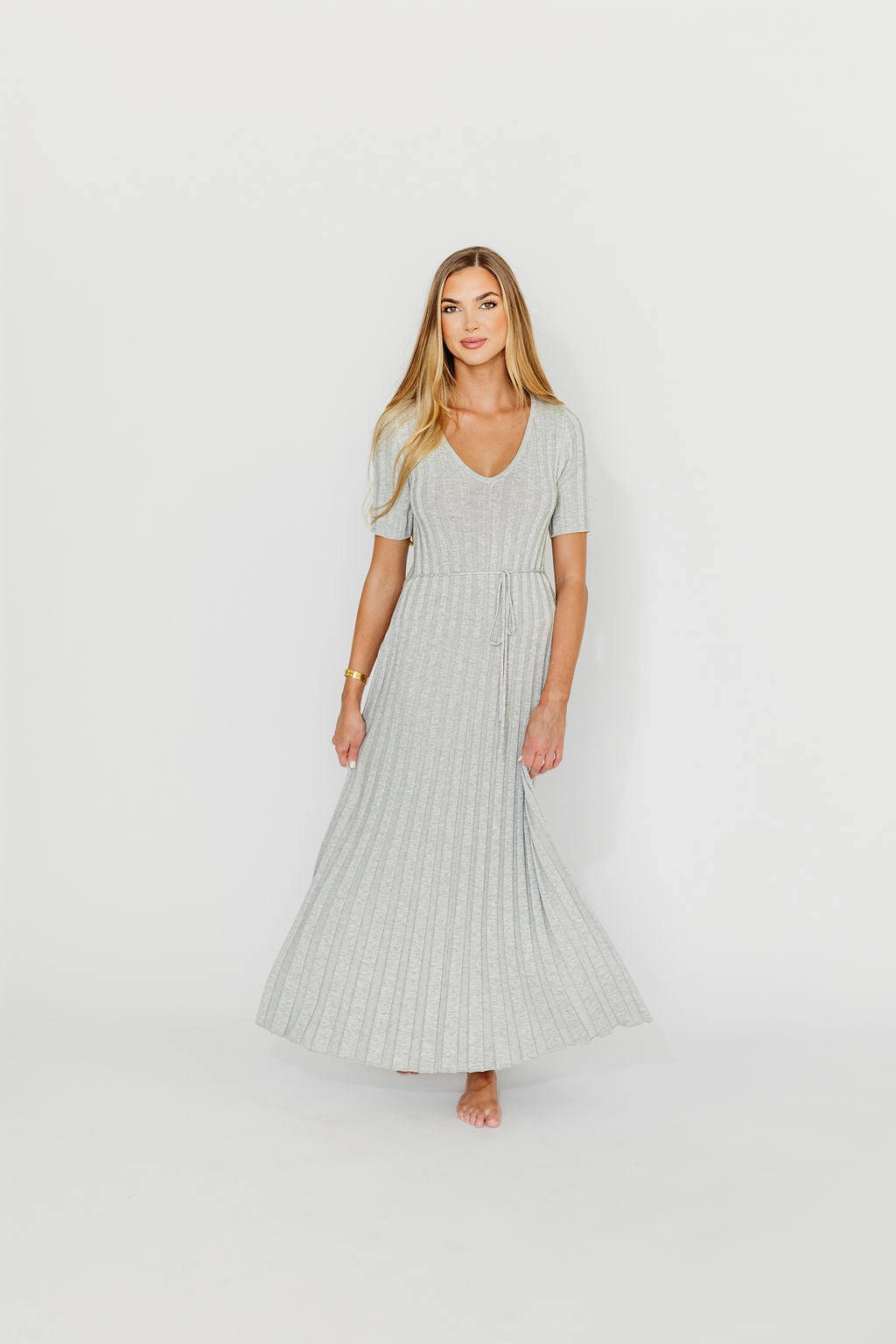 Daily Go Fall Silhouette Oakley Ribbed Maxi Dress in Heather Grey -Bump Friendly *Final-Sale*