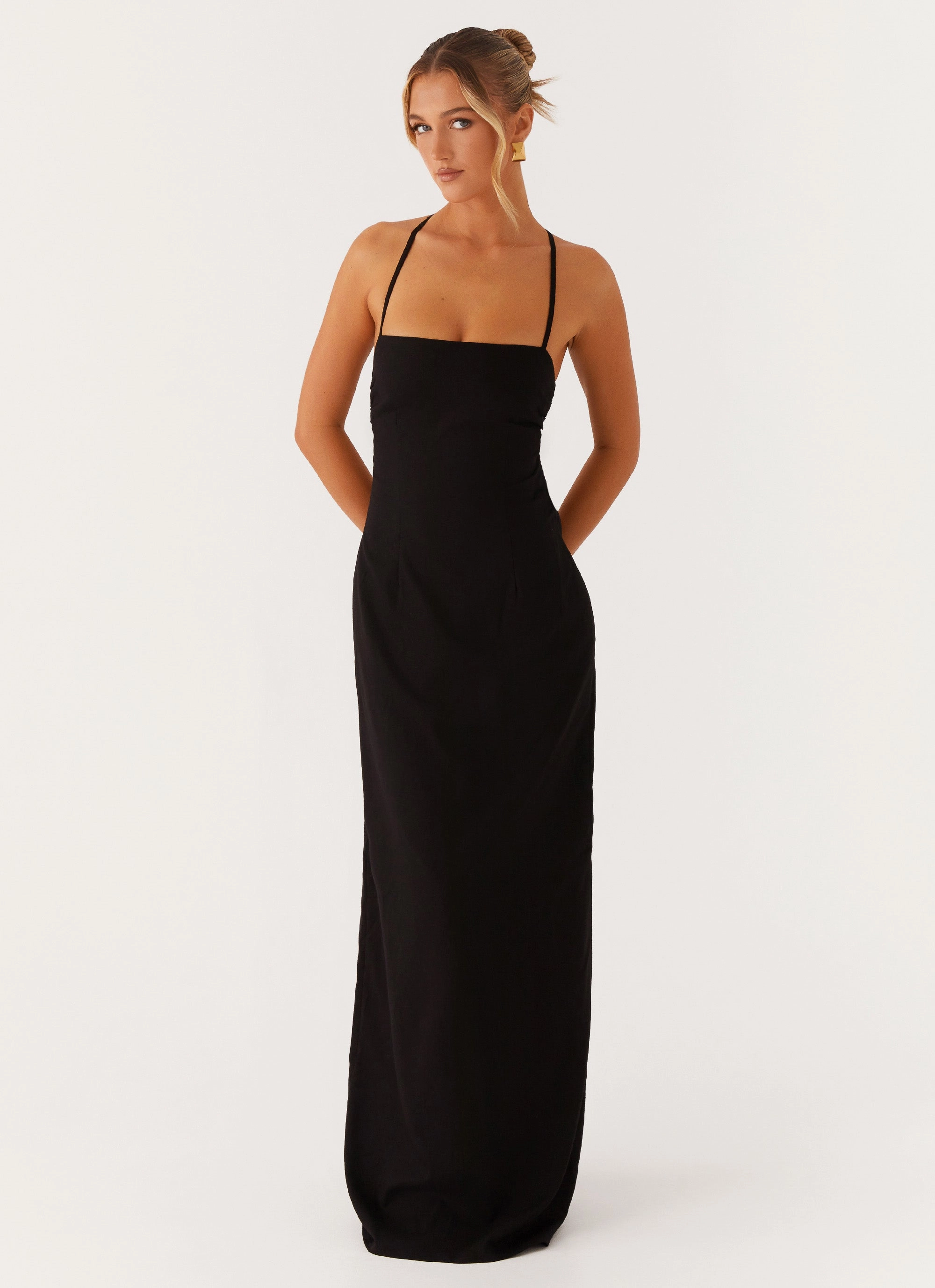 Cora Backless Maxi Dress - Black Timeless Wearable Everyday Use
