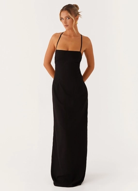 Cora Backless Maxi Dress - Black Timeless Wearable Everyday Use
