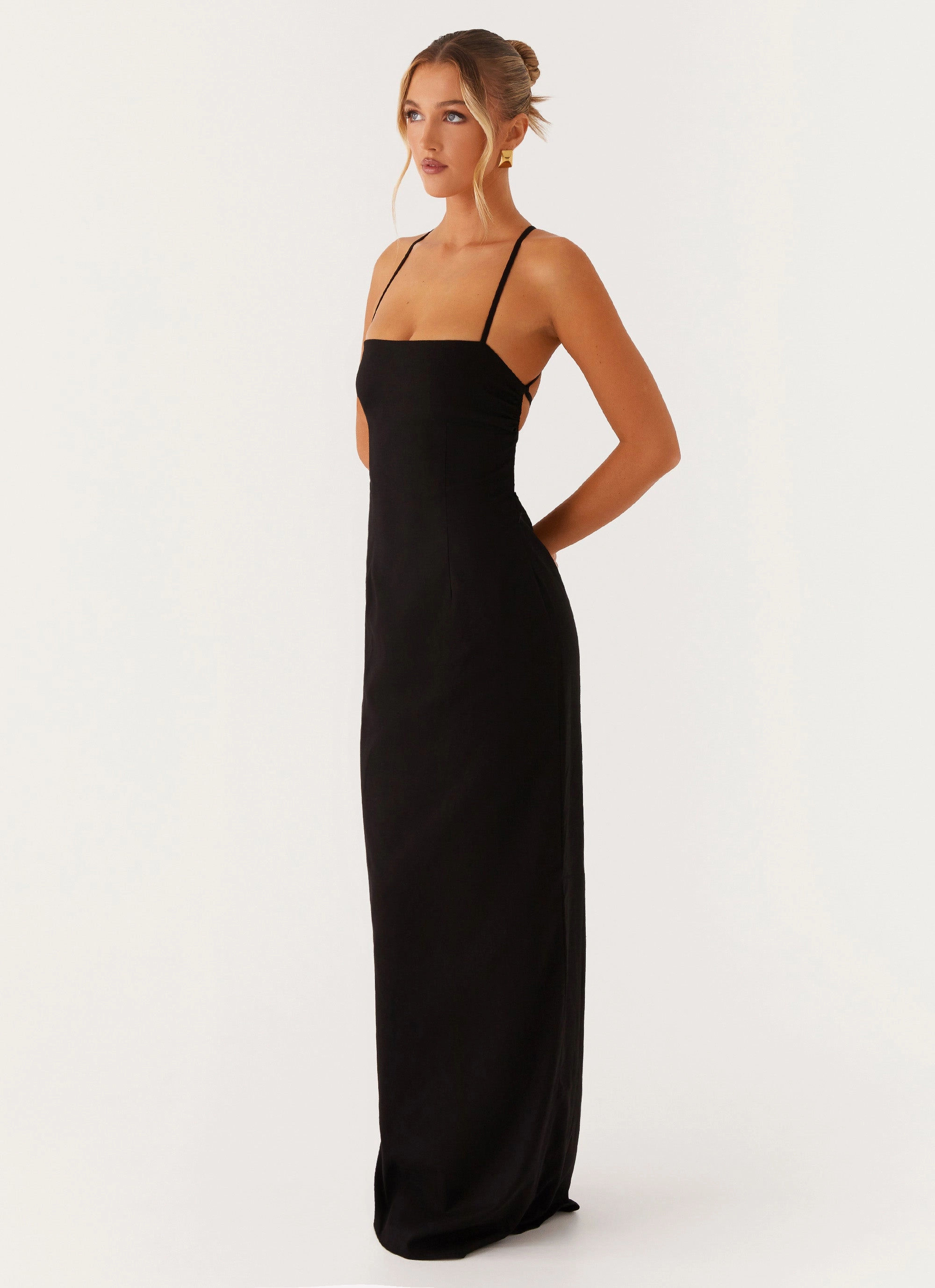 Cora Backless Maxi Dress - Black Winter Classic All Layer