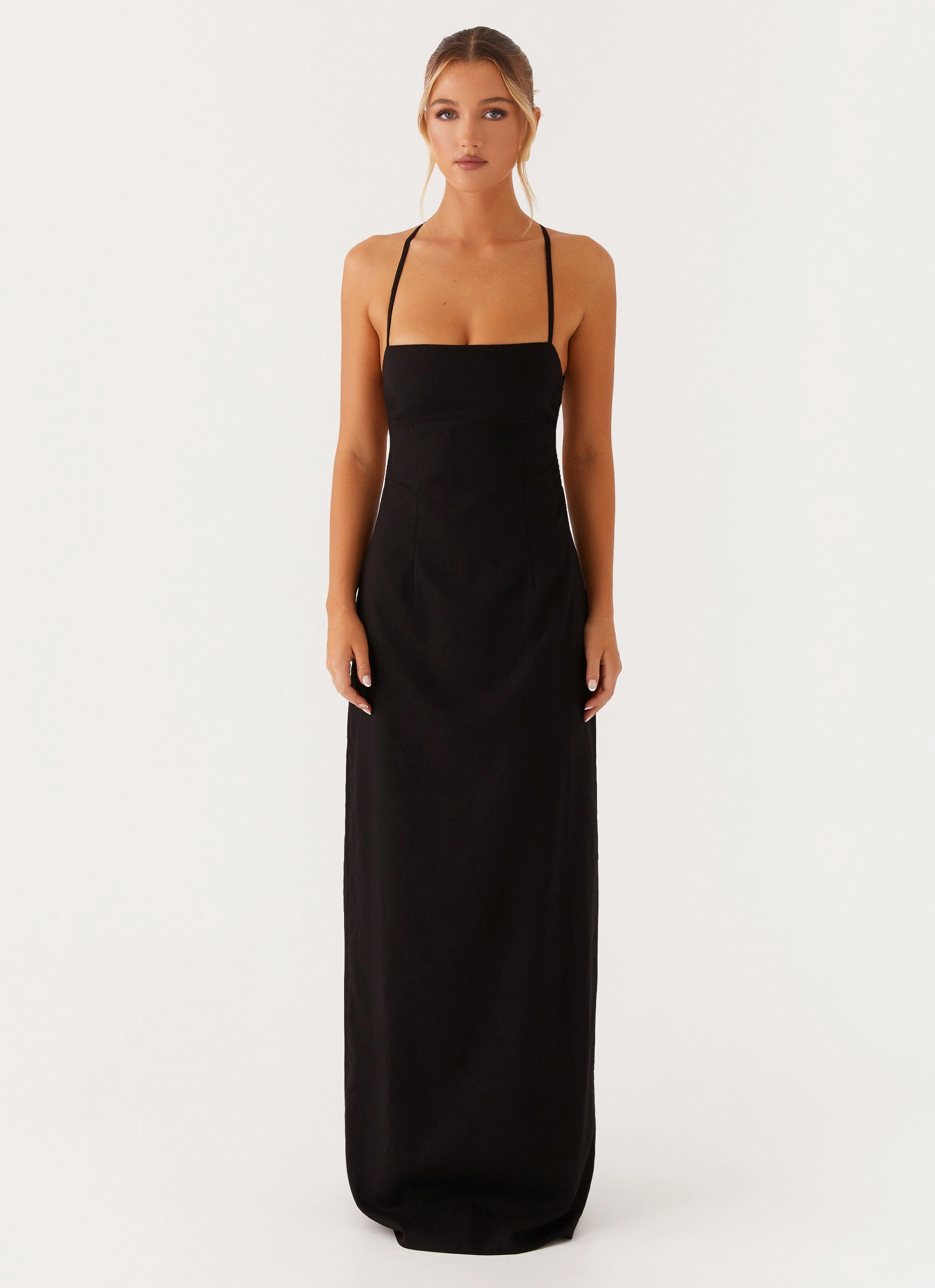 Cora Backless Maxi Dress - Black Contemporary Waist Chic Rhythm