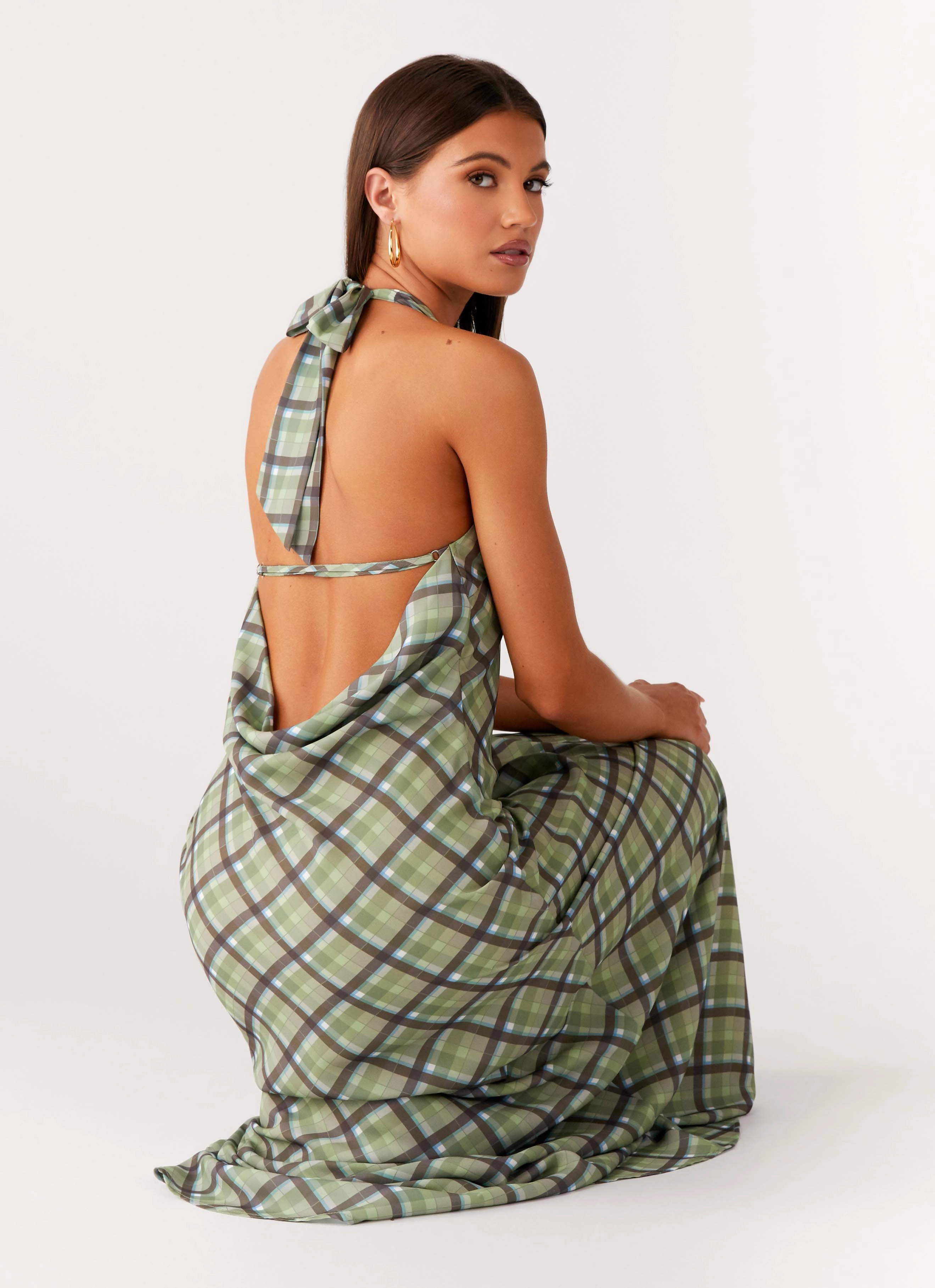 Chain-Detail Street Casual Coralie Maxi Dress - Cedar Check