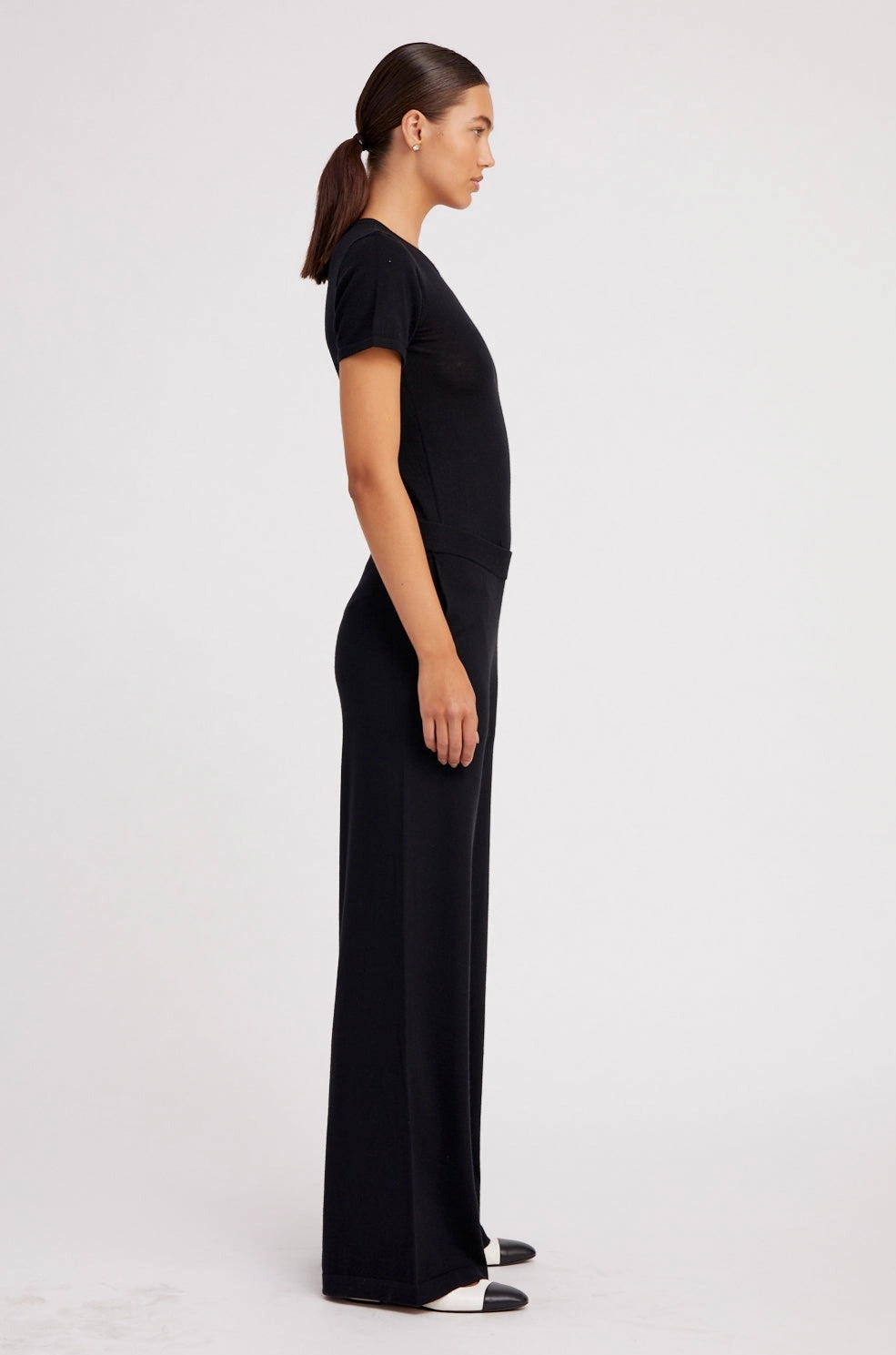 Active Fit Premium Look Black Ultra Fine Cashmere Wide Leg Pants