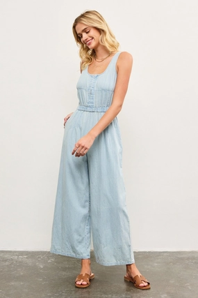 Spring Mood Brunch Outfit Formal BROOKE WIDE-LEG DENIM JUMPSUIT