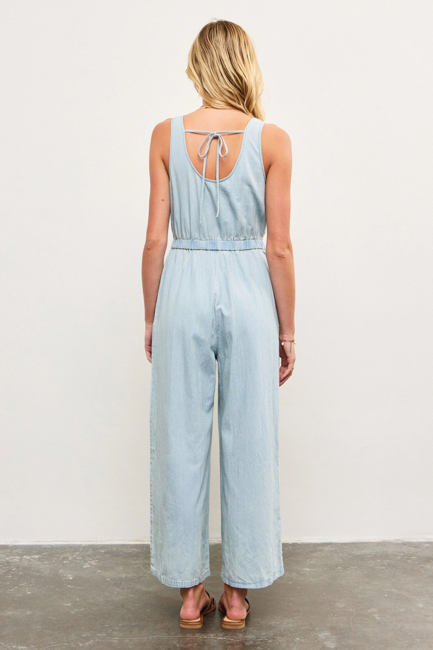 BROOKE WIDE-LEG DENIM JUMPSUIT Go-To Style Friction Free Inner Lining