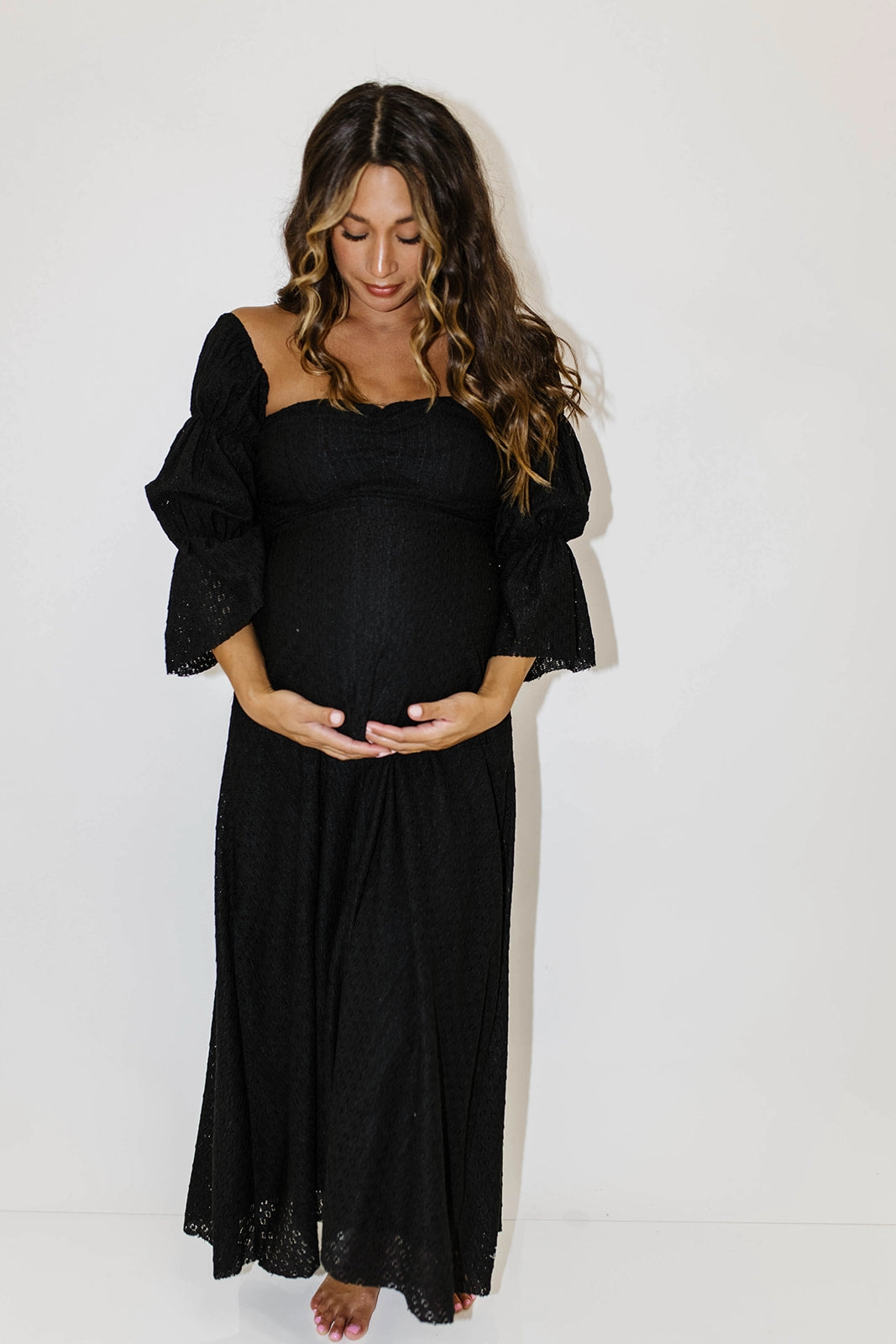 Bold Fashion Chill Vibes Corrine Tiered Sleeve Maxi Dress with Pockets in Black - Bump Friendly