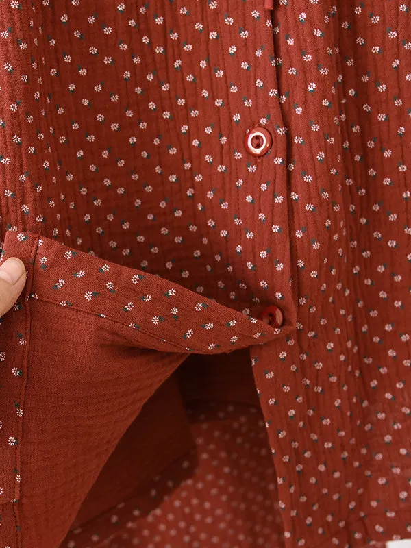 Cotton Bow Knot Long Sleeve Pajamas Set