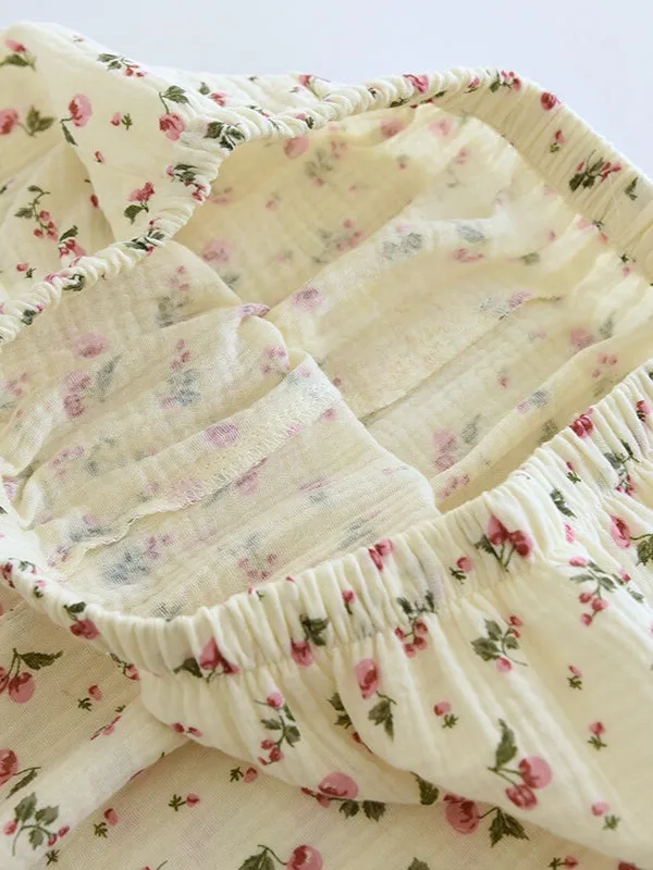Cotton Cherry Print Long Sleeve Pajama Set