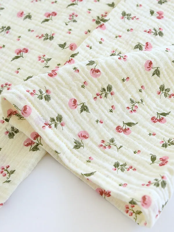 Cotton Cherry Print Long Sleeve Pajama Set