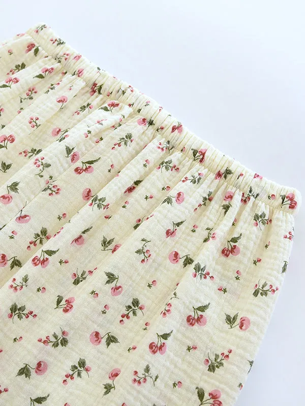 Cotton Cherry Print Long Sleeve Pajama Set