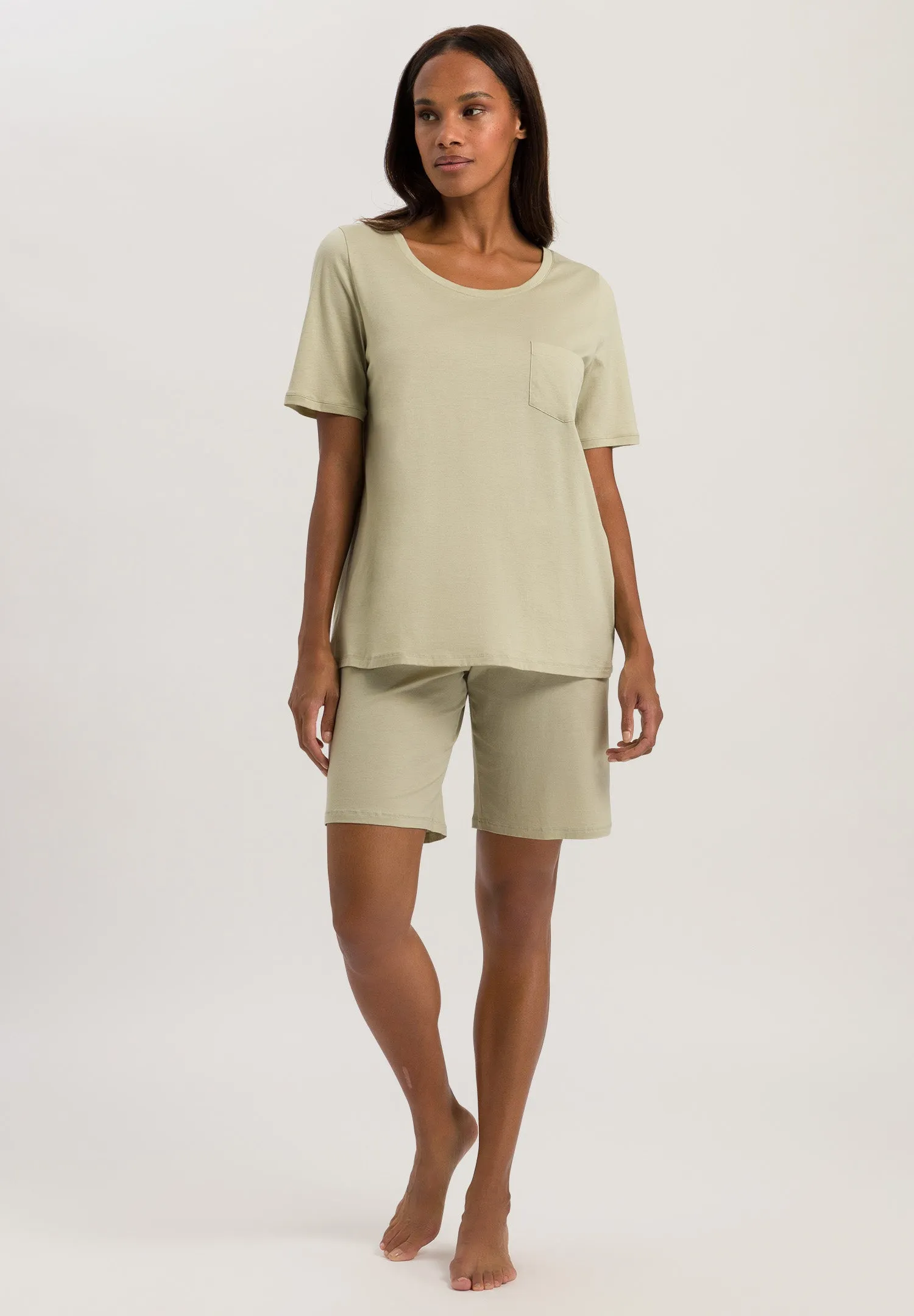 Cotton Deluxe Round Neck Pajama Set | Moss Green 74968-2720