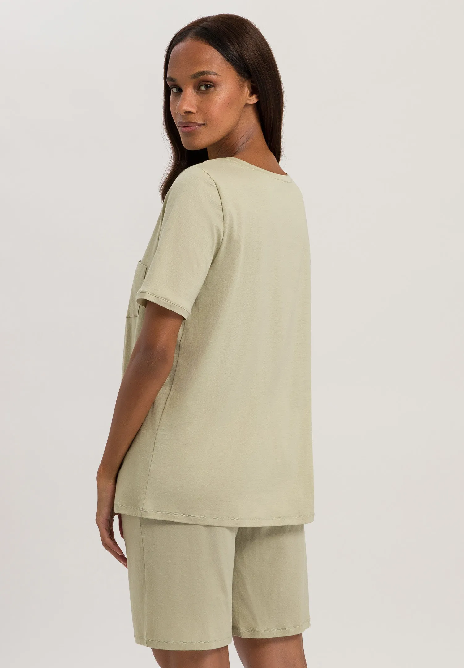 Cotton Deluxe Round Neck Pajama Set | Moss Green 74968-2720