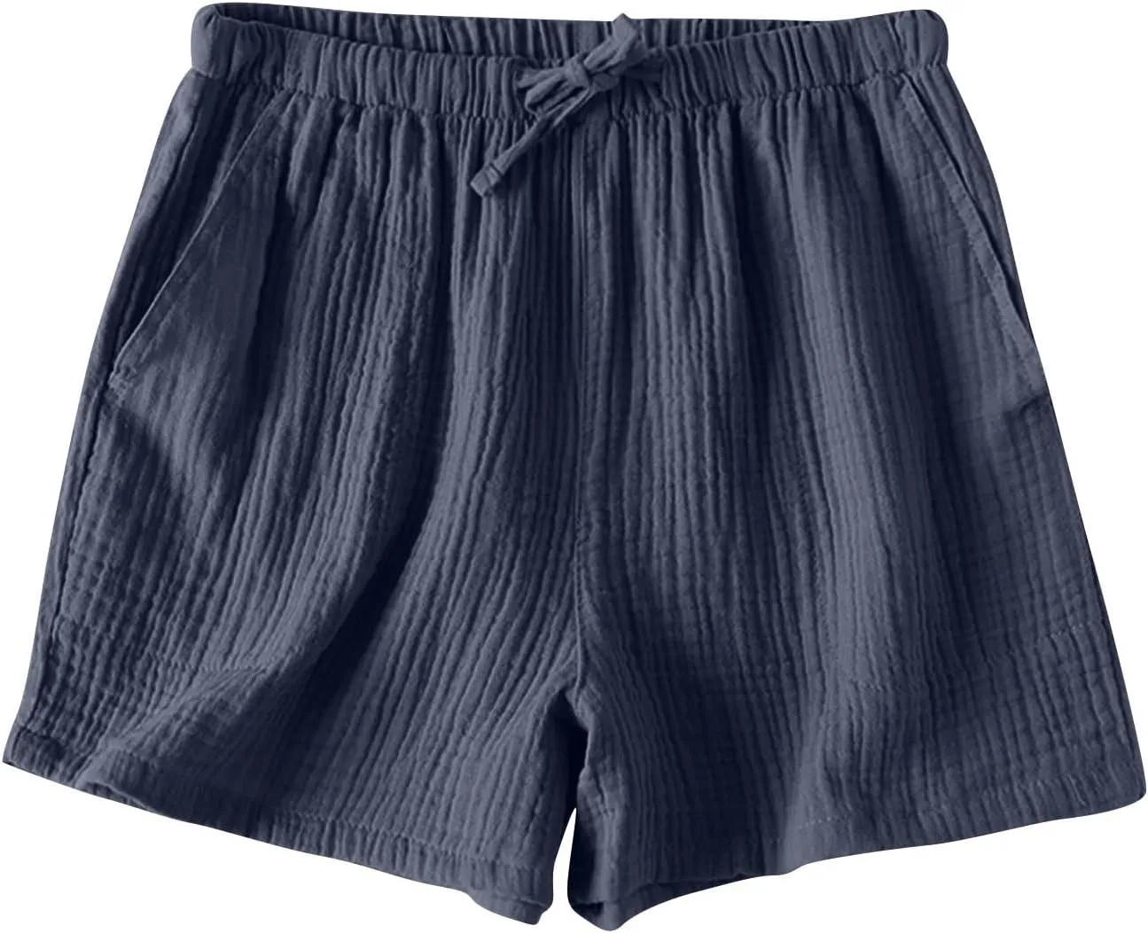 Cotton Linen Pajama Shorts for Women Summer Loose Elastic Waist Comfy Pj Bottoms Soft Sleepwear Lounge Shorts with Pockets