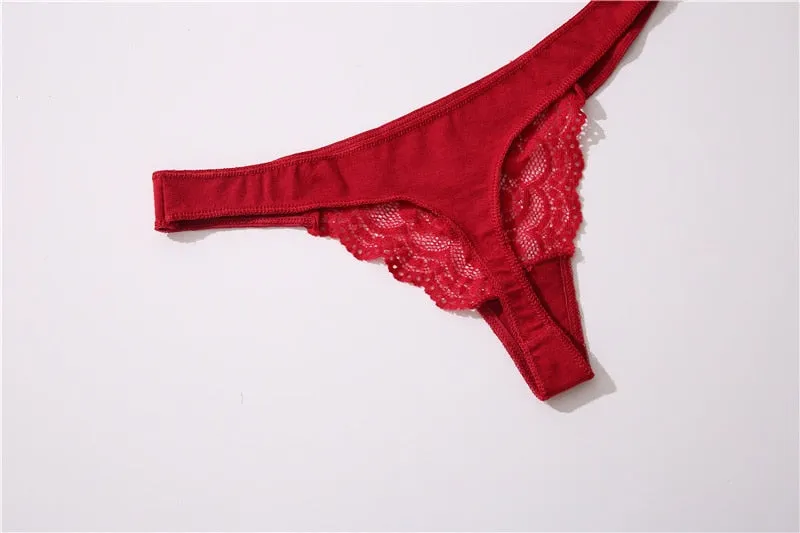 Cotton Mix Lace Thong Female Lingerie G-String Underwear Intimates Lingerie Underpants Briefs Panties