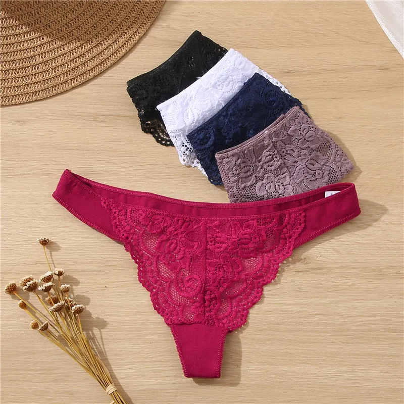 Cotton Mix Lace Thong Female Lingerie G-String Underwear Intimates Lingerie Underpants Briefs Panties