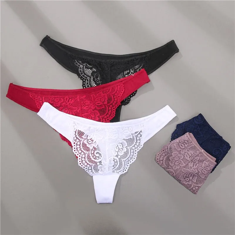 Cotton Mix Lace Thong Female Lingerie G-String Underwear Intimates Lingerie Underpants Briefs Panties